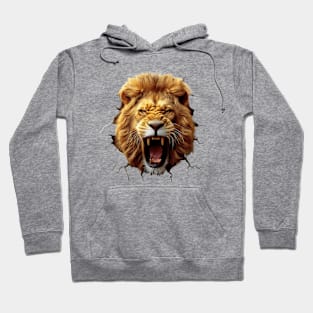 Lion burst through the wall Hoodie